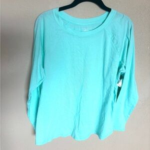 💖Kohl’s SO brand Mint Green Teal Long Sleeve Top shirt scoop neck size L💖
